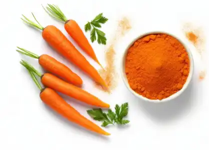 Premium Photo | Fresh Carrot Delight A Captivating Display of Carrot Powder  and Slices on a White Background