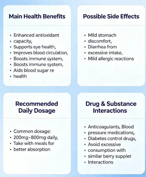 Blueberry Extract: Benefits, Side Effects, Dosage, and Interactions Blueberry Extract: Benefits, Side Effects, Dosage, and Interactions