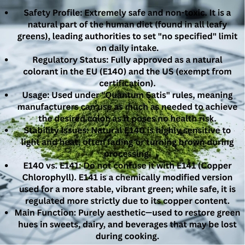 Safety and Regulations of Chlorophyll (E140) Safety and Regulations of Chlorophyll (E140)