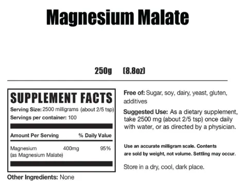 Magnesium Malate_Dietary supplements ingredients, vitamins and minerals. Magnesium Malate_Dietary supplements ingredients, vitamins and minerals.