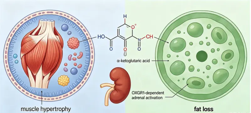 Exercise‐induced α‐ketoglutaric acid stimulates muscle hypertrophy and fat loss through OXGR1‐dependent adrenal activation | The EMBO Journal Exercise‐induced α‐ketoglutaric acid stimulates muscle hypertrophy and fat loss through OXGR1‐dependent adrenal activation | The EMBO Journal