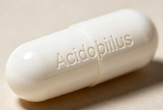 Acidophilus capsule; color: white; shape: oblong Acidophilus capsule; color: white; shape: oblong