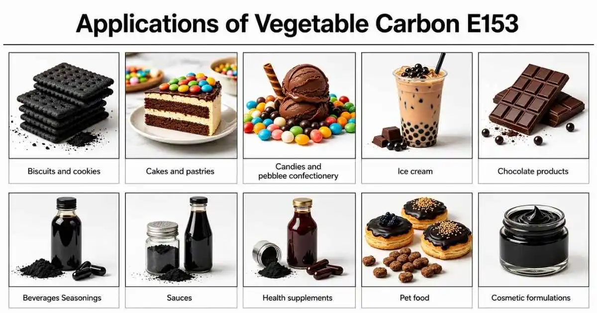 vegetable carbon E153 applications