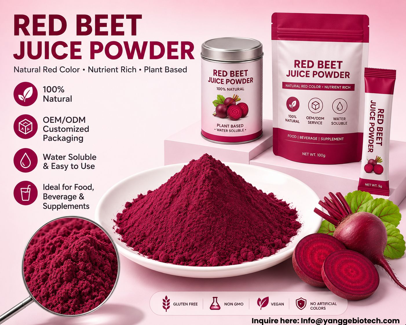 Polvo de jugo de remolacha roja 